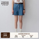 Teenie Weenie小熊牛仔短褲女夏季韓版簡約休閑松緊高腰時尚牛仔褲女 深藍色 S (160)