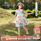 英氏（YEEHOO）女童連衣裙兒童裙子中大童裝背心裙純棉田園碎花公主夏 彩色  140