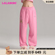 LALABOBO【商場(chǎng)同款】小熊休閑衛褲寬松顯瘦束腳多巴胺運動(dòng)褲LBDC-WXZC19 粉色 常規 M