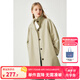 ELLE KIDS童裝 25春季女童復(fù)古學(xué)院風(fēng)立領(lǐng)造型時髦寬松保暖中長款風(fēng)衣外套 淺卡其色 160 （S）
