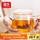 富光花茶杯 男女士茶水分離杯子 雙層辦公泡茶玻璃杯帶把高硼硅水杯