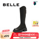 百麗（Belle）七夕禮物V口長筒彈力靴女商場同款增高時尚靴B9U1DDG4 黑色 37 (235mm)
