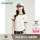 熱風(fēng)（Hotwind）短袖t恤女夏季新款女士撞色插肩撞色休閑舒適透氣上衣 03米色 L