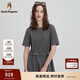 Hush Puppies【氣質(zhì)典雅】暇步士女裝2025夏季新款圓領(lǐng)純色合體連衣裙 霜灰色 L
