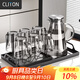 CLITON玻璃杯耐高溫水杯家用9件水具套裝客廳帶把手泡茶杯杯子帶杯架