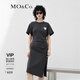 MO&Co.抗菌防螨愛心珠片解構(gòu)不對(duì)稱設(shè)計(jì)感顯瘦連衣裙摩安珂 鋼灰色-第2批 M 165