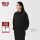 無印良品（MUJI）女式 易干 彈力泡泡紗 襯衫式夾克 女裝外套25年春夏上衣BD101A5S 黑色 L （165/88A）