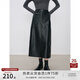 自巧小個(gè)子黑色pu皮裙半身裙女2024新款秋冬氣質(zhì)高腰中長(cháng)直筒裙 謐黑色 XS （2碼）