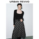 UR2025秋季新款女裝潮流格紋拼接腰帶連衣裙UWJ750095
