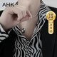 AHK指環(huán)鈦鋼項(xiàng)鏈男潮流吊墜時(shí)尚首飾品紀(jì)念日生日禮物送男朋友老公 【經(jīng)典黑白】+品牌定制禮盒
