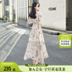 絲柏舍法式V領(lǐng)碎花連衣裙女2025夏裝新款收腰修身顯瘦過(guò)膝長(cháng)裙