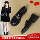 ZHR樂(lè )福鞋女復古一腳蹬學(xué)院制服小皮鞋女通勤舒適女鞋 AH352黑色38