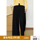 獨束大碼女裝通勤簡(jiǎn)約休閑褲女2025春裝新款高腰直筒顯瘦長(cháng)褲子 黑色 2XL (尺碼：4)