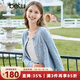 百圖betu女裝秋新款毛針織衫圓領(lǐng)長(cháng)袖小香風(fēng)針織開(kāi)衫女2308T01 藍色 L