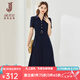經(jīng)典故事（JANE STORY）2025新款通勤polo領(lǐng)襯衫連衣裙女夏季修身時(shí)尚復(fù)古氣質(zhì)襯衣裙小眾 M05深藍(lán)色 M