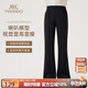 英氏（YEEHOO）女童喇叭褲兒童褲子中大童裝運動(dòng)休閑彈力長(cháng)褲百搭秋 黑色 160