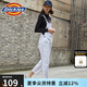 dickies背帶褲 撞色壓線設(shè)計(jì) 女式寬松工裝長褲 背帶褲女DK008093 白色 XS
