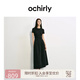 歐時力OCHIRLY 褶飾A字連衣裙長裙法式復古顯瘦2025年夏季新款女裝 黑色 M