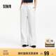 森馬（Semir）休閑褲女吸濕速干格子闊腿褲2025夏季撞色長褲運動風109325127006