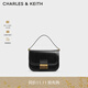 CHARLES&KEITH金屬扣翻蓋復古豆腐包單肩包包女包生日禮物CK2-80782444 Black黑色 M