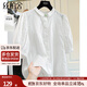 絲柏舍刺繡襯衫2025夏裝新款女裝翻領(lǐng)寬松五分袖氣質(zhì)休閑襯衣