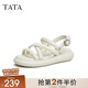 他她（TATA）白色沙灘涼鞋女軟底松糕鞋外穿百搭夏季新款WDP01BL3 米白 36