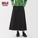 無印良品（MUJI）女式粗細(xì)不均棉線絲光斜紋A字裙長半身裙女春季裙子 BE1V8C5S 黑色 M （160/66A）