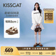 KISSCAT接吻貓女鞋趙昭儀/秦嵐同款8cm內(nèi)增高太妃糖厚底德訓(xùn)運(yùn)動(dòng)小白鞋 慕斯棕 36 (230mm)
