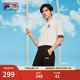 FILA 斐樂易烊千璽同款情侶款針織短袖衫2025夏季新款小狐貍寬松T恤 云菇白-WT L 175/96A/L