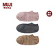 無(wú)印良品（MUJI）女式 合腳直角 余線(xiàn) 運動(dòng)船襪3雙裝 女士襪子短襪女款 DAF31A4S 混色 23-25cm/36-40碼