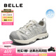 百麗（Belle）戶外風老爹鞋女2025秋新商場同款厚底增高抽繩休閑鞋E2C1DCM5 米色/灰 36 (230mm)