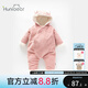 歡喜小熊 嬰兒衣服冬季純棉加絨哈衣爬服嬰幼兒燈芯絨保暖冬裝寶寶連體衣 粉色 80cm (建議10-18月身高73-80cm)