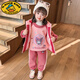 G.duck小黃鴨女童庫洛米加絨套裝兒童衛衣秋冬裝4女寶寶5加厚馬甲三件套 三件套-粉色 120 cm
