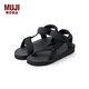 無印良品（MUJI）男女通用 波型鞋底 布帶涼鞋(男士/女士) 無性別男款女款休閑涼鞋 黑色 3S 46 碼/XXL 280mm（3.0）