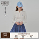 Teenie Weenie小熊女裝長袖T恤2025秋季新款半開襟溫柔時尚打底衫 象牙白 M