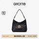 GROTTO個(gè)樂經(jīng)典黑石hobo包大小號植鞣綿羊皮腋下單肩斜挎軟包七夕禮物 經(jīng)典黑 金標(biāo)S