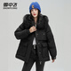 雪中飛羽絨服女2025新款寬松短款加厚貉子毛領(lǐng)時(shí)尚保暖潮流外套冬黑色M