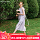 Olrain【七夕】歐芮兒法式紫色連衣裙女夏季新款通勤別致高級感長(cháng)裙 煙紫色 L