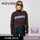 moussy 新品Y2K牛仔貼布LOGO套頭短款衛衣010GAL90-5780 060棕色 均碼