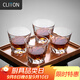 CLITON玻璃威士忌酒杯 風(fēng)刃紋路烈酒杯洋酒杯家用水杯玻璃杯4只套裝