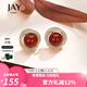 Jay紅色耳釘高級感耳環(huán)女耳飾耳夾無耳洞七夕情人節(jié)禮物送女友 瑪瑙耳釘（帶證書）