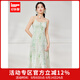 IEF/愛依服2025夏季新款度假碎花女孩子氣時(shí)尚通勤收腰吊帶長(zhǎng)裙 綠白混色 M
