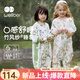 威爾貝魯（WELLBER）嬰兒睡袋1-3歲前6后4寶寶竹棉紗布分腿睡衣兒童春夏季 花園小兔M