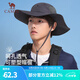駱駝（CAMEL）戶(hù)外防曬漁夫帽子男透氣大帽檐遮臉遮陽(yáng)帽女登山露營(yíng)帽牛仔帽 遠山灰,大帽檐防曬,133BAM2012-1