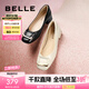 百麗（Belle）七夕禮物方扣高跟鞋女商場(chǎng)同款干練淺口單鞋Z8B1DCQ3預售 黑色 37 (235mm)