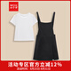 IEF/愛(ài)依服時(shí)尚套裝2025夏季新款韓版休閑通勤風(fēng)顯瘦背帶裙套裝 黑 S