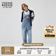 Teenie Weenie【天絲混紡】小熊女春季元?dú)鈺r(shí)尚牛仔連體長(zhǎng)褲背帶褲 中藍(lán)色 L (170)
