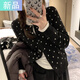 斐特瑪針織開(kāi)衫女波點(diǎn)秋季2025新款疊穿毛衣外套設計感百搭顯瘦長(cháng)袖上衣 黑色 M