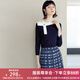 顏域時尚簡約針織衫女裝2024早春新款小衫百搭設(shè)計感七分袖上衣女 深藍 XL/42
