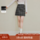 茵曼（INMAN）2025秋冬女裝新款復(fù)古格子毛呢短裙百搭高腰A字包臀半身裙  黑格 S